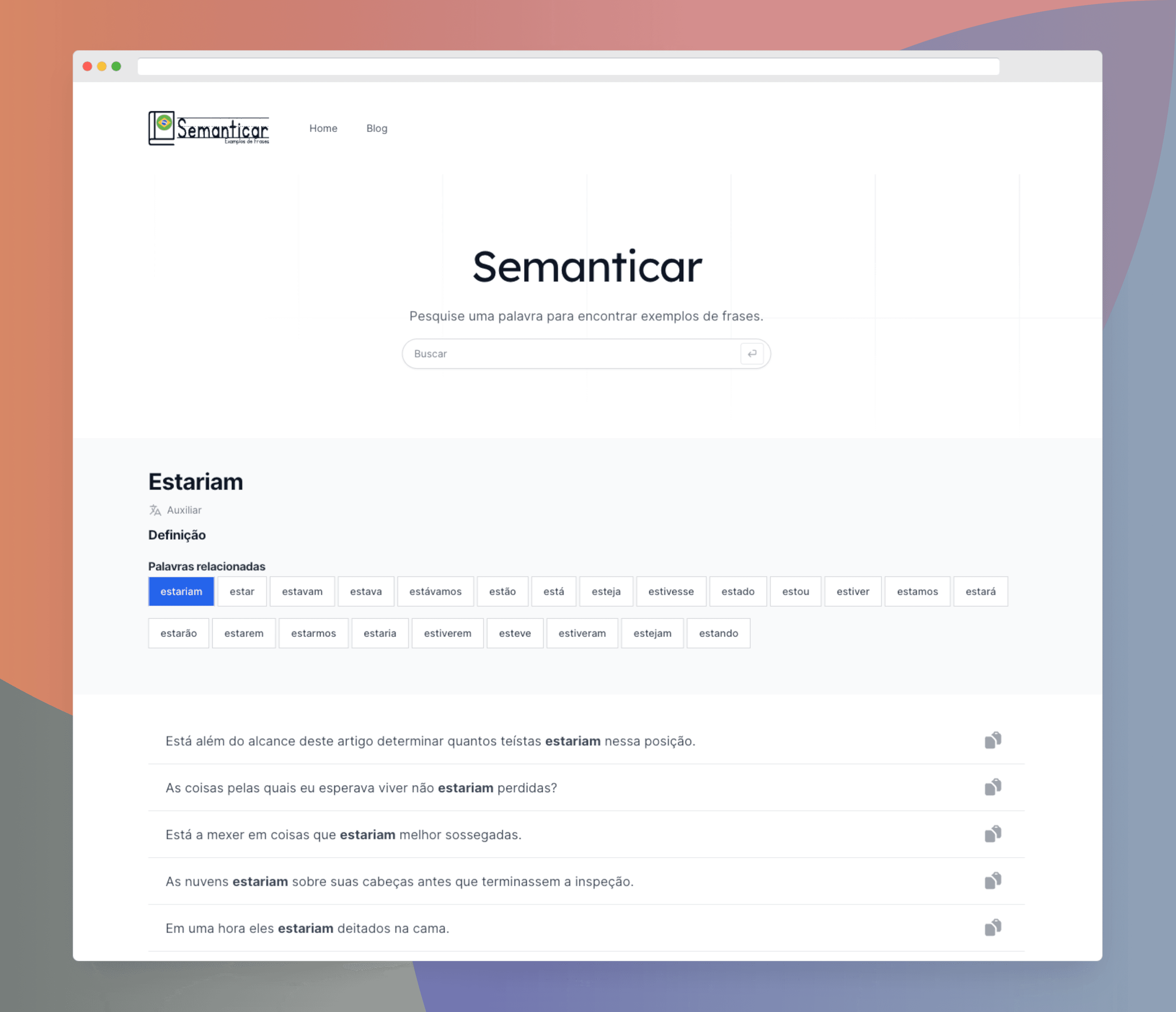 Semanticar — Website voor Portuguese taal